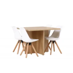 Spisestuesæt Leo med Spisebordsstole Zeno - Natur og Hvid