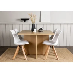 Spisestuesæt Leo med Spisebordsstole Zeno - Natur og Hvid
