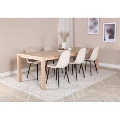 Spisestuesæt Slider - Beige, Sort og Natur og Hvid