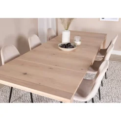 Spisestuesæt Slider - Beige, Sort og Natur og Hvid