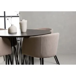 Spisestuesæt Sten med Berit stole - Beige og Mocca