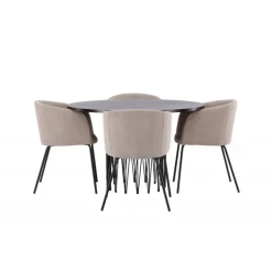 Spisestuesæt Sten med Berit stole - Beige og Mocca