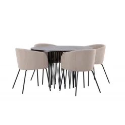 Spisestuesæt Sten med Berit stole - Beige og Mocca