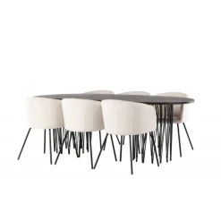 Spisestuesæt Stone med Berit Spisebordsstole - Beige og Mocca