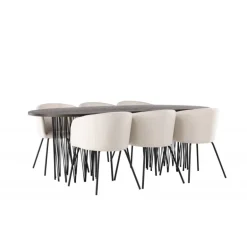 Spisestuesæt Stone med Berit Spisebordsstole - Beige og Mocca