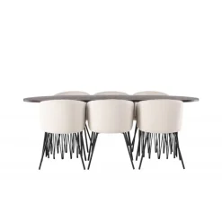 Spisestuesæt Stone med Berit Spisebordsstole - Beige og Mocca