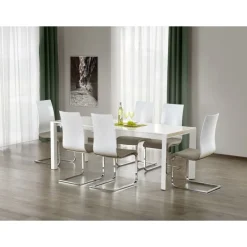 STANFORD Spisebord med udtræk - Hvid