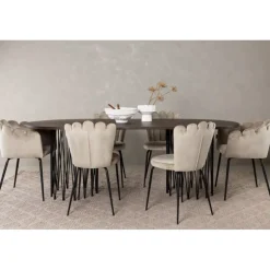 Sten Oval Spisebordssæt - Beige og Mocca