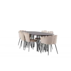 Sten Oval Spisebordssæt - Beige og Mocca