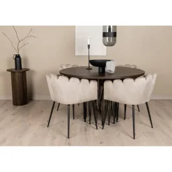 Sten Rund Spisebordssæt - Beige og Mocca