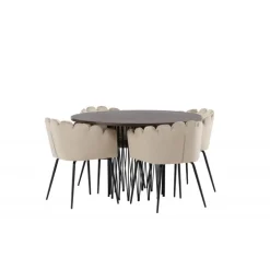 Sten Rund Spisebordssæt - Beige og Mocca