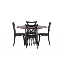 Sten Rund Spisebordssæt - Sort og Mocca