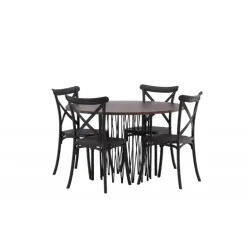 Sten Rund Spisebordssæt - Sort og Mocca