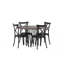 Sten Rund Spisebordssæt - Sort og Mocca