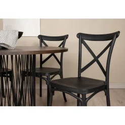 Sten Rund Spisebordssæt - Sort og Mocca