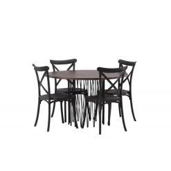 Sten Rund Spisebordssæt - Sort og Mocca