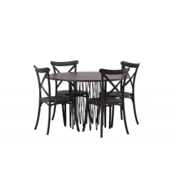 Sten Rund Spisebordssæt - Sort og Mocca