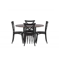 Sten Rund Spisebordssæt - Sort og Mocca