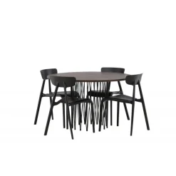 Sten Rundt Spisebordssæt - Sort og Mocca