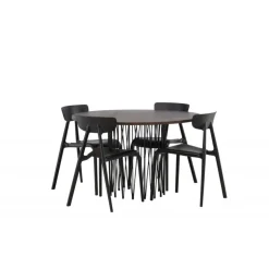 Sten Rundt Spisebordssæt - Sort og Mocca