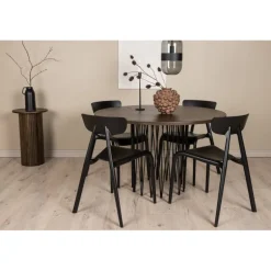 Sten Rundt Spisebordssæt - Sort og Mocca