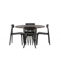 Sten Rundt Spisebordssæt - Sort og Mocca