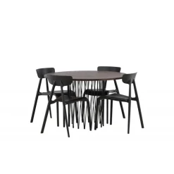 Sten Rundt Spisebordssæt - Sort og Mocca