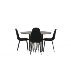 Sten Rundt Spisebordssæt - Sort og Mocca