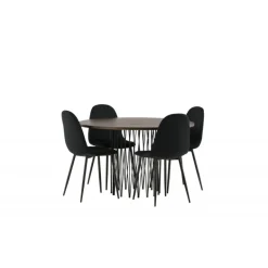 Sten Rundt Spisebordssæt - Sort og Mocca