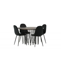 Sten Rundt Spisebordssæt - Sort og Mocca