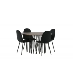 Sten Rundt Spisebordssæt - Sort og Mocca