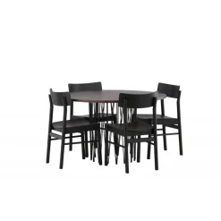 Sten Rundt Spisebordssæt - Sort og Mocca