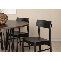 Sten Rundt Spisebordssæt - Sort og Mocca