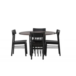 Sten Rundt Spisebordssæt - Sort og Mocca