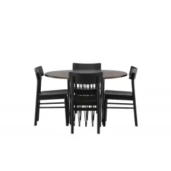 Sten Rundt Spisebordssæt - Sort og Mocca