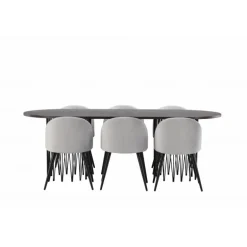 Sten Spisestuesæt - Grå og Mocca