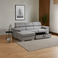 Stitch Sovesofa Venstrevendt Med Indbygget Sengeudtræk - Stof