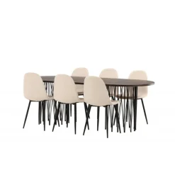 Stone Oval Spisebordssæt - Beige og Mocca