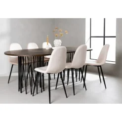 Stone Oval Spisebordssæt - Beige og Mocca