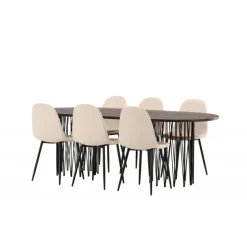 Stone Oval Spisebordssæt - Beige og Mocca