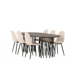 Stone Oval Spisebordssæt - Beige og Mocca