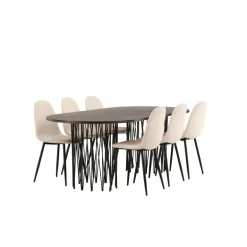 Stone Oval Spisebordssæt - Beige og Mocca