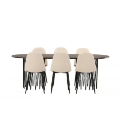 Stone Oval Spisebordssæt - Beige og Mocca