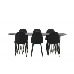 Stone Oval Spisebordssæt - Sort og Mocca