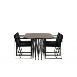 Stone Oval Spisebordsæt - Sort og Mocca