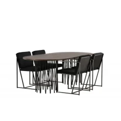 Stone Oval Spisebordsæt - Sort og Mocca