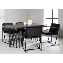 Stone Oval Spisebordsæt - Sort og Mocca