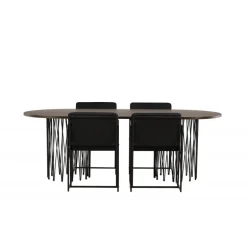 Stone Oval Spisebordsæt - Sort og Mocca