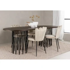 Stone Ovalt spisebordssæt - Beige og Mocca