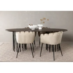 Stone Ovalt spisebordssæt - Beige og Mocca